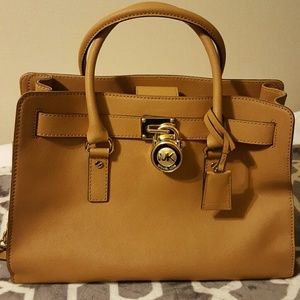 Michele Kors Hamilton Leather Satchel Peanut color
