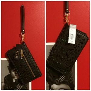 Apt. 9 Black Floral Design Wristlet
