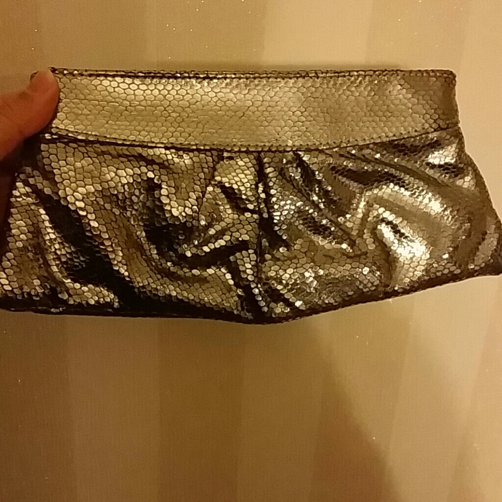 Lauren Merkin Mettalic Embossed Leather Clutch
