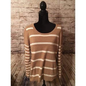 Beige and White Striped Sweater