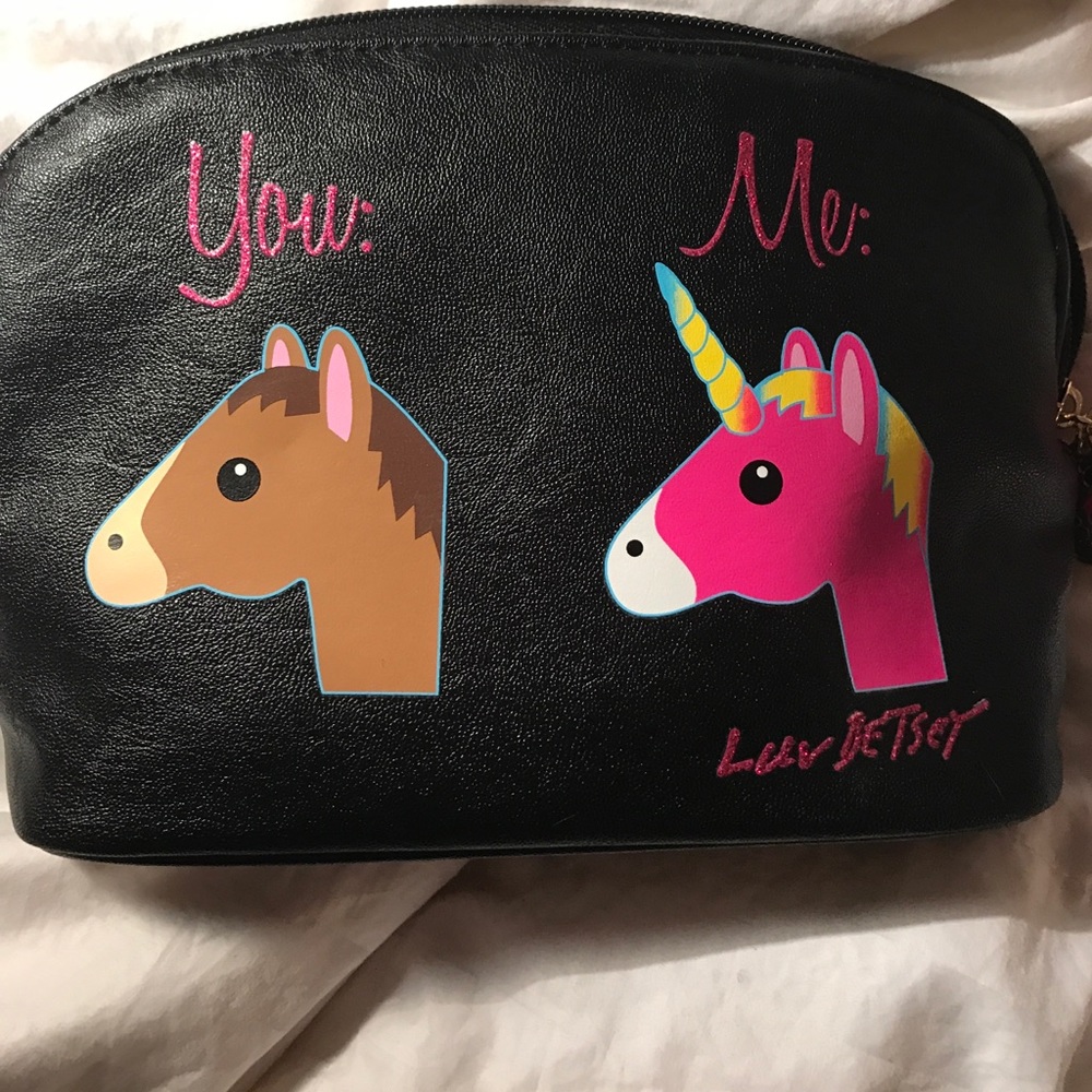 Unicorn emoji Betsey Johnson make up bag
