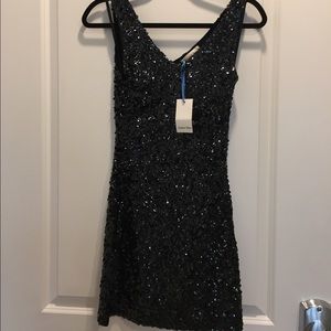 Black sparkly mini fitted dress