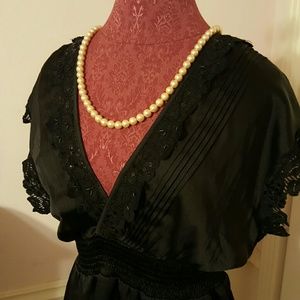 Sequined Satin & Lace Tunic Shirt