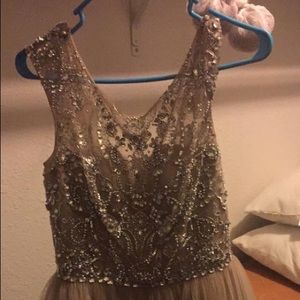 Sherri hill size 8 champagne colored dress.