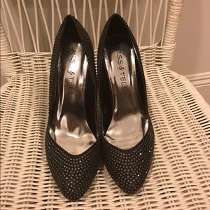 Kiss & Tell sparkly black heels