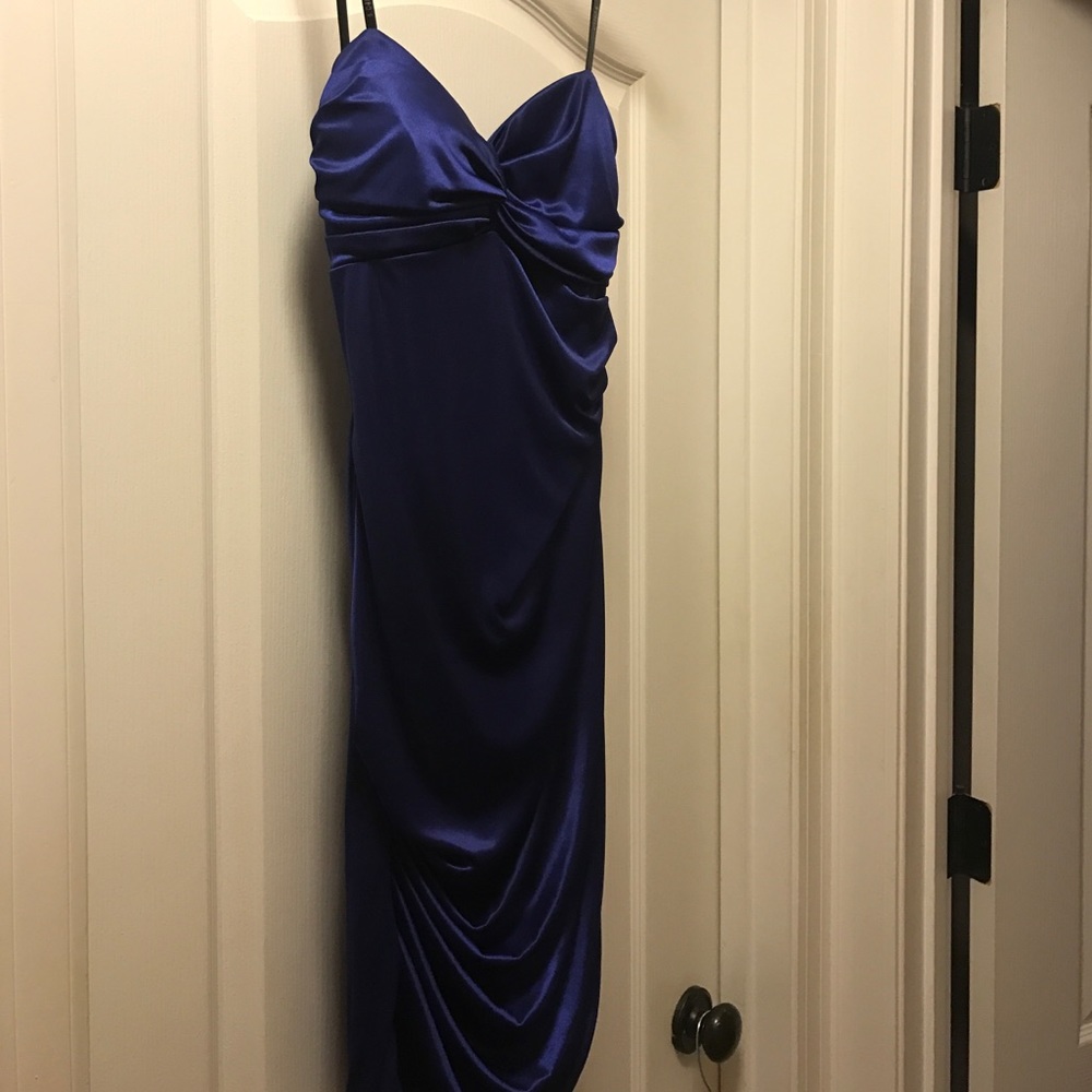 Blue silky dress strapless size 5