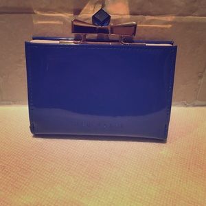Ted Baker blue patent leather Alix bobble wallet