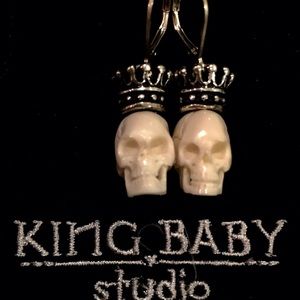King baby studio 💀 skull earrings with crowns 👑