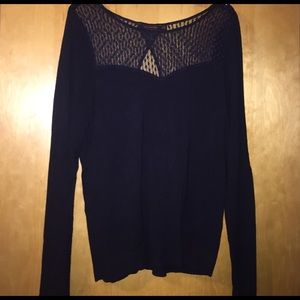 The Limited black sheer key hole back sweater