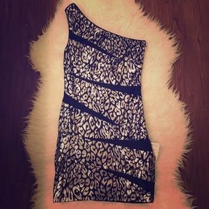Black asymmetrical mini dress