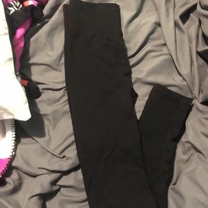 Black lightly lined fleece leggings