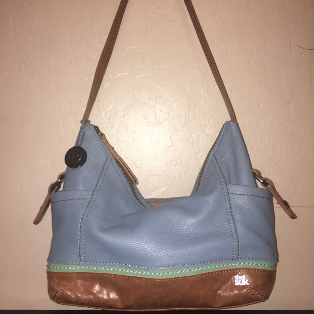 Blue / brown sak purse