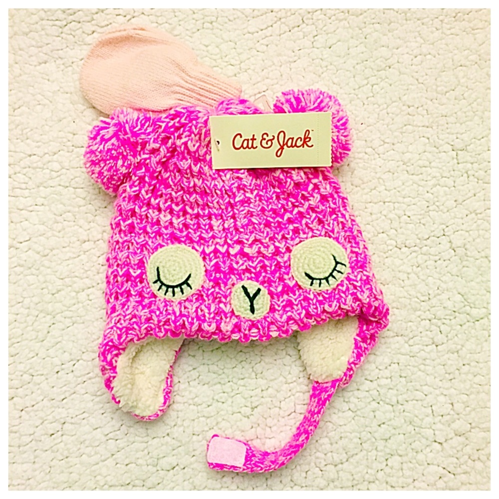 🎀🐻Baby girl hat & glove set🐻🎀