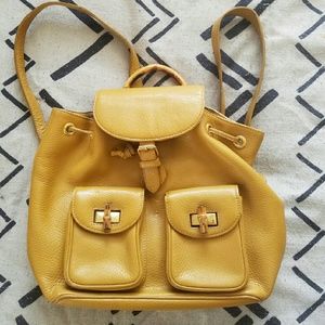 Mustard leather backpack purse