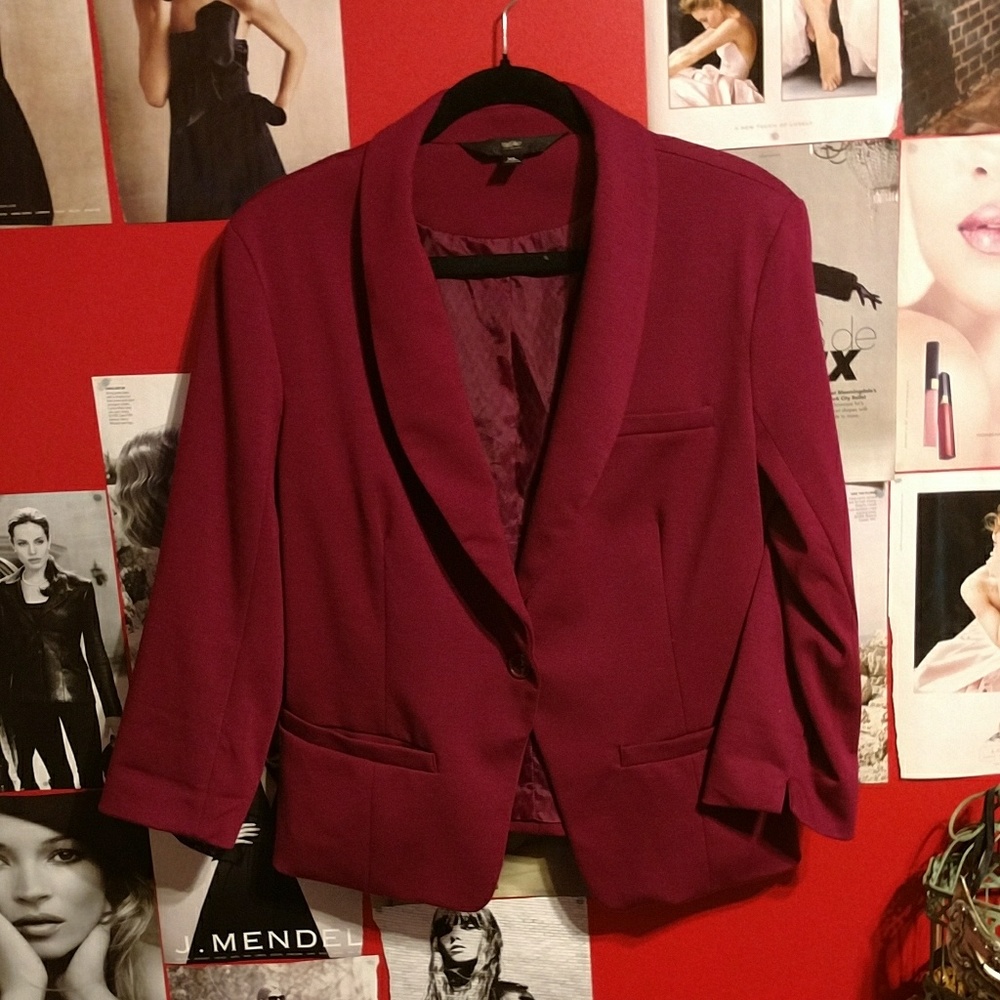 Maroon 3/4 sleeve Blazer Jacket