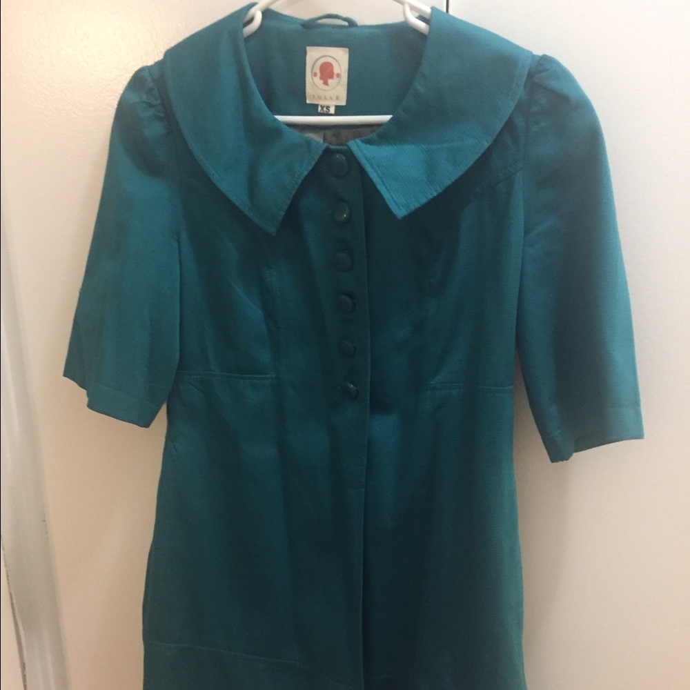 Vintage Design Turquoise Cotton Coat