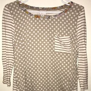 Anthropologie Floral/Striped 3/4 Sleeve Top