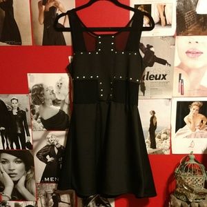 Sexy Sheer Cutout Studded Minidress