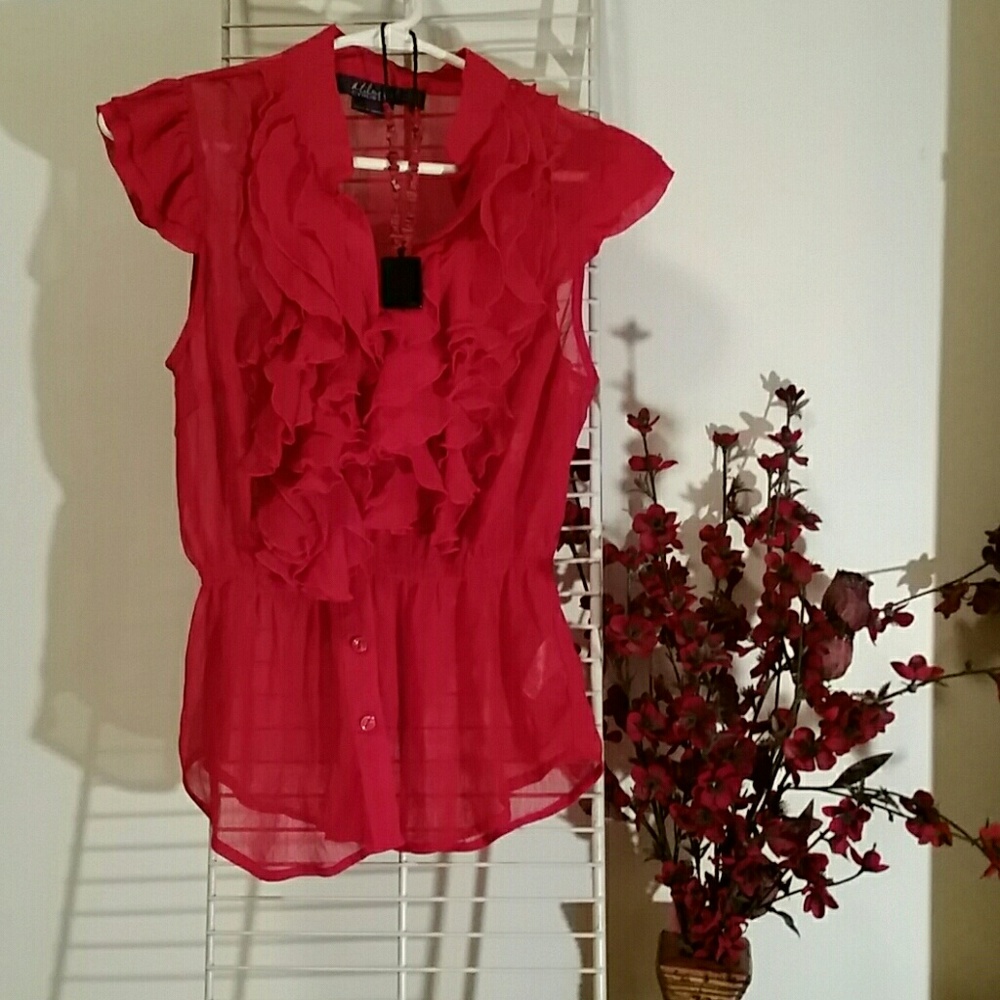Red Sleeveless Blouse