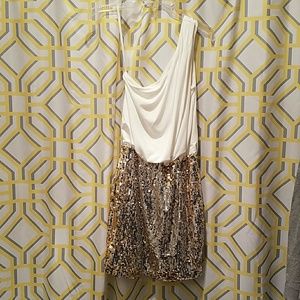 One Shoulder Dress with gold sequence