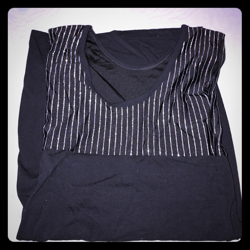 American Apparel Silver Glitter Striped Tank Dress