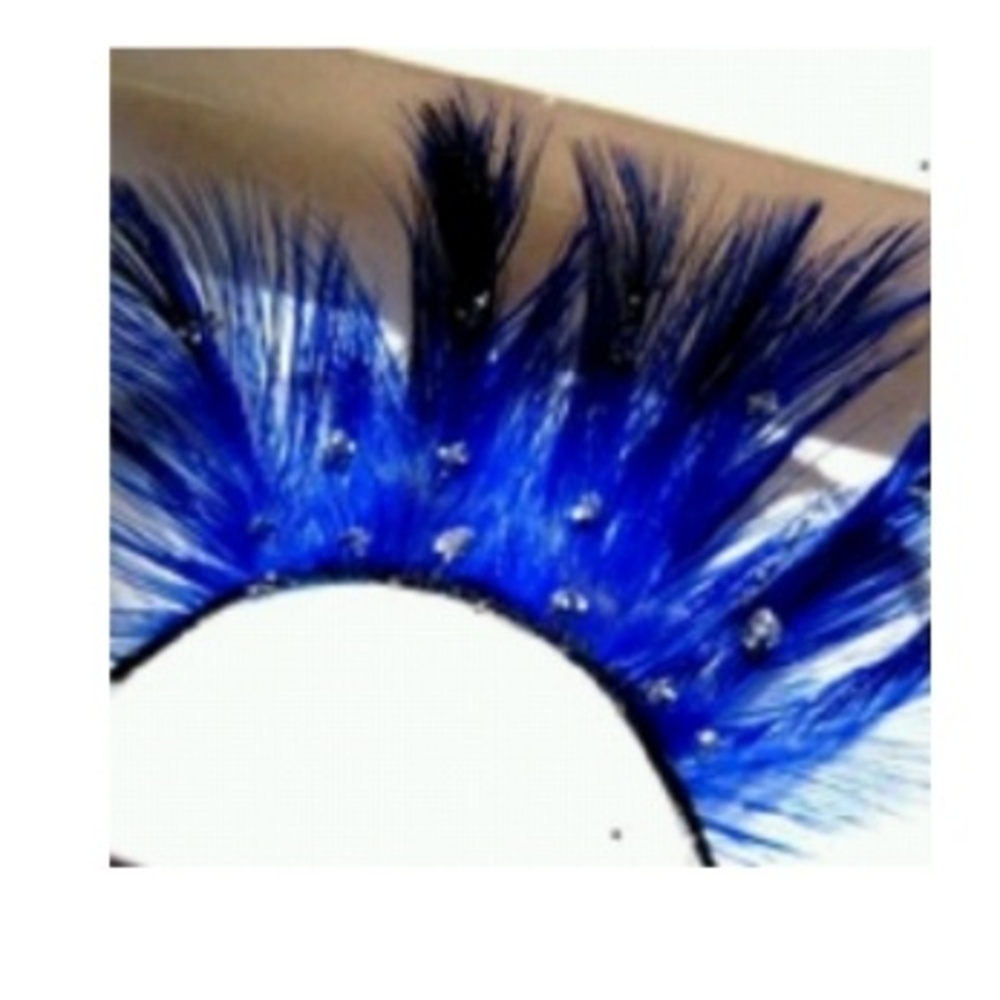 Full strip long lashes faux feathers & rhinestones