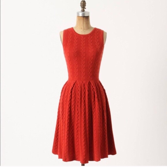 Anthropologie Dresses & Skirts - Rare Anthropologie Flare Cable Knit Sweater Dress