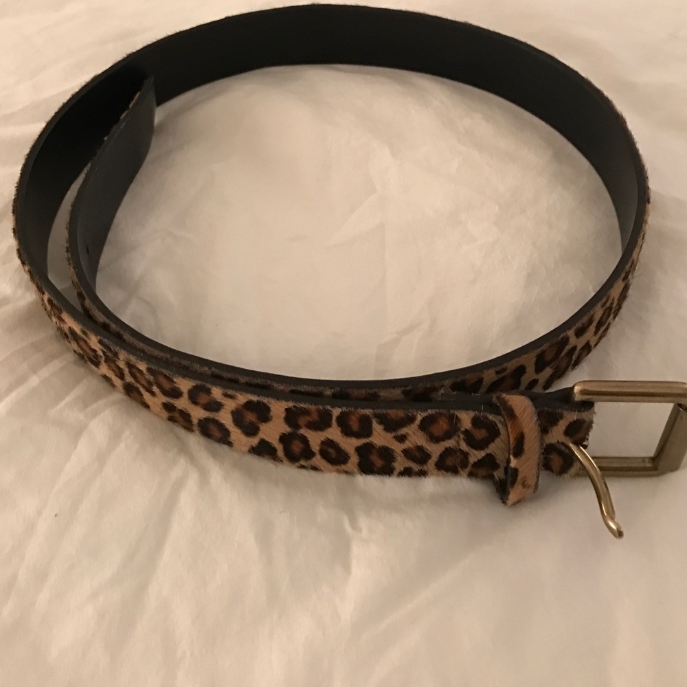 J. Crew leopard print calf hair belt