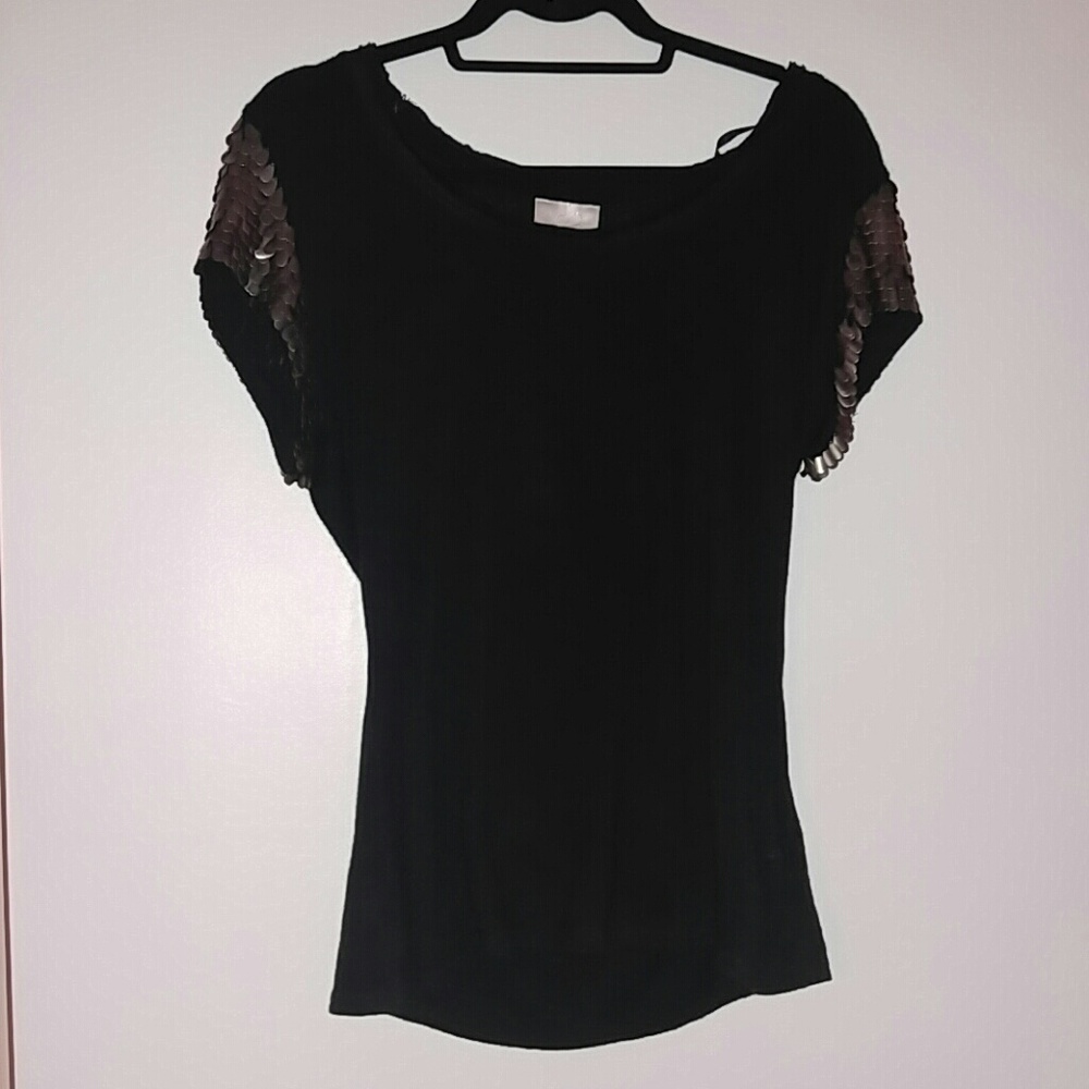 Metallic Scale Short Sleeve Sweater