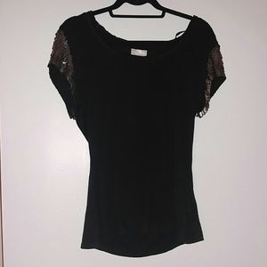 Metallic Scale Short Sleeve Sweater