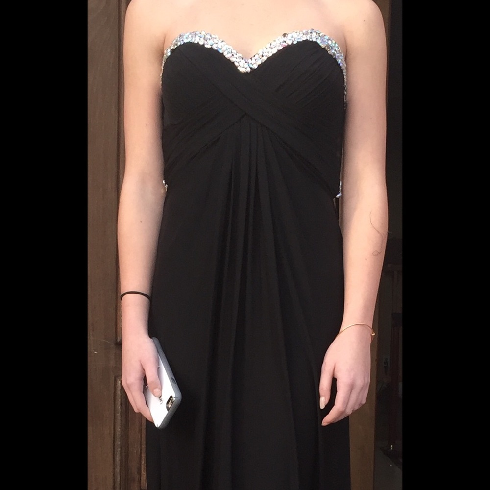 La Femme Black Prom Dress with strappy back 4