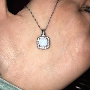 OPAL & WHITE SAPPHIRE PENDANT IN STERLING SILVER