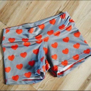 Grey Fit Mama Workout Shorts with Red Hearts
