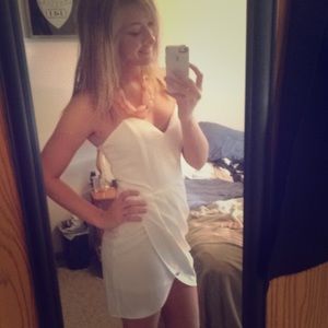 White short strapless Tobi.com tulip dress