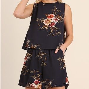 Navy Floral Romper