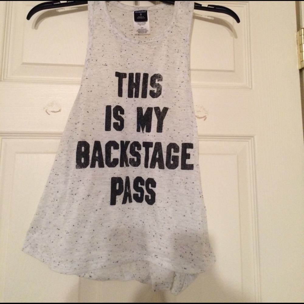 Grey open sided "this is my backstage pass" tank