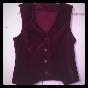 Burgundy velvet women's vest
