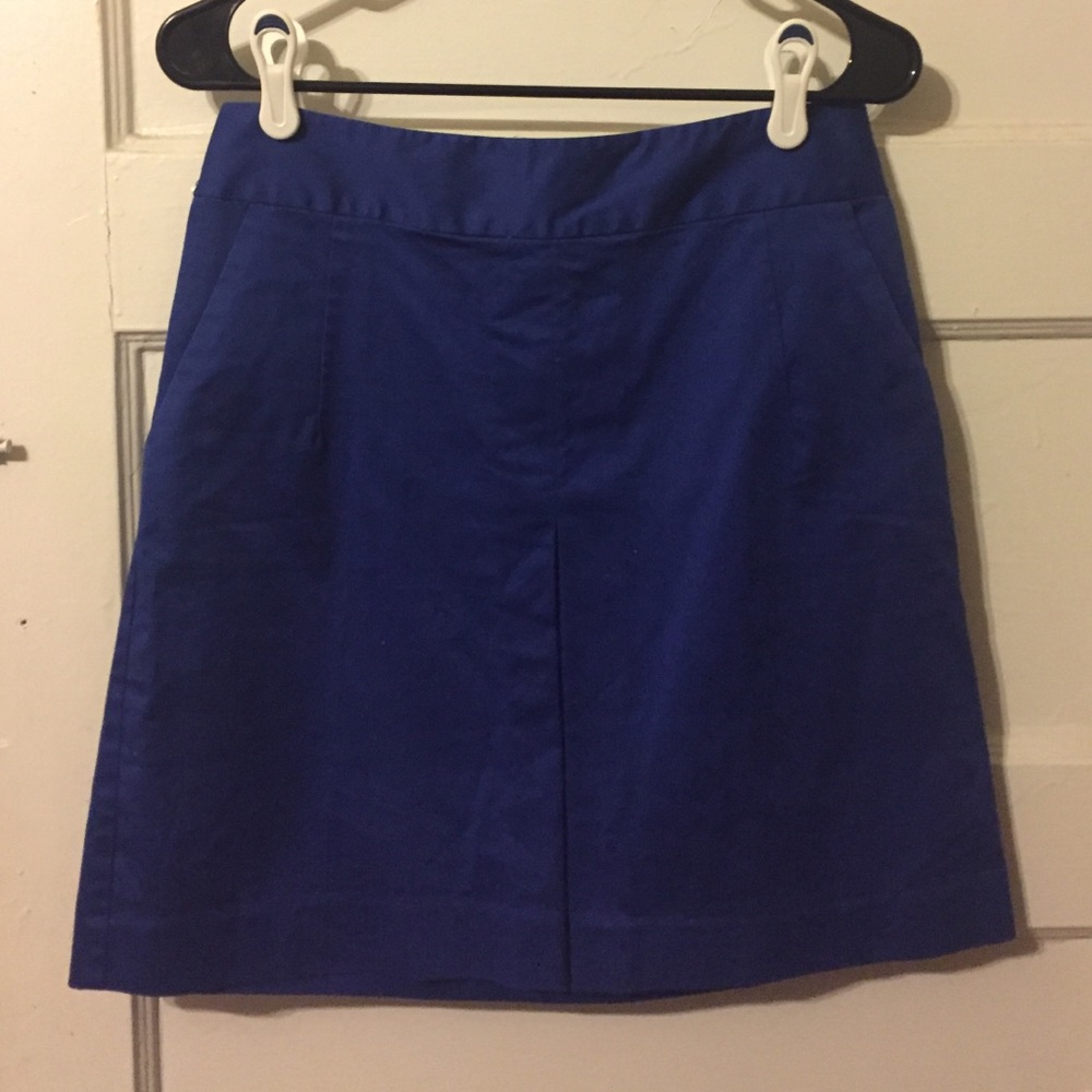 Express royal blue box pleat mini skirt