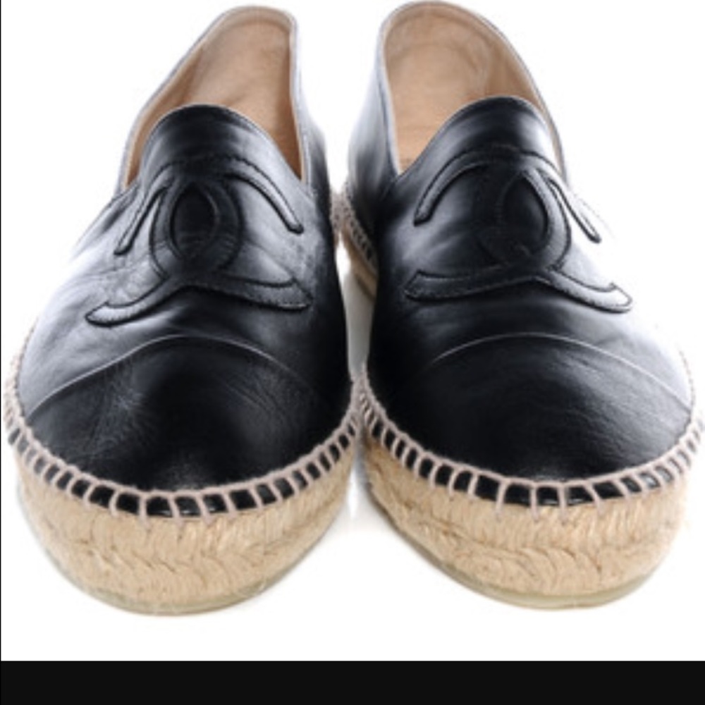 Chanel Espadrilles black leather Lambskin 40