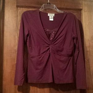 Talbots // Burgundy Blouse w/ built in Cami