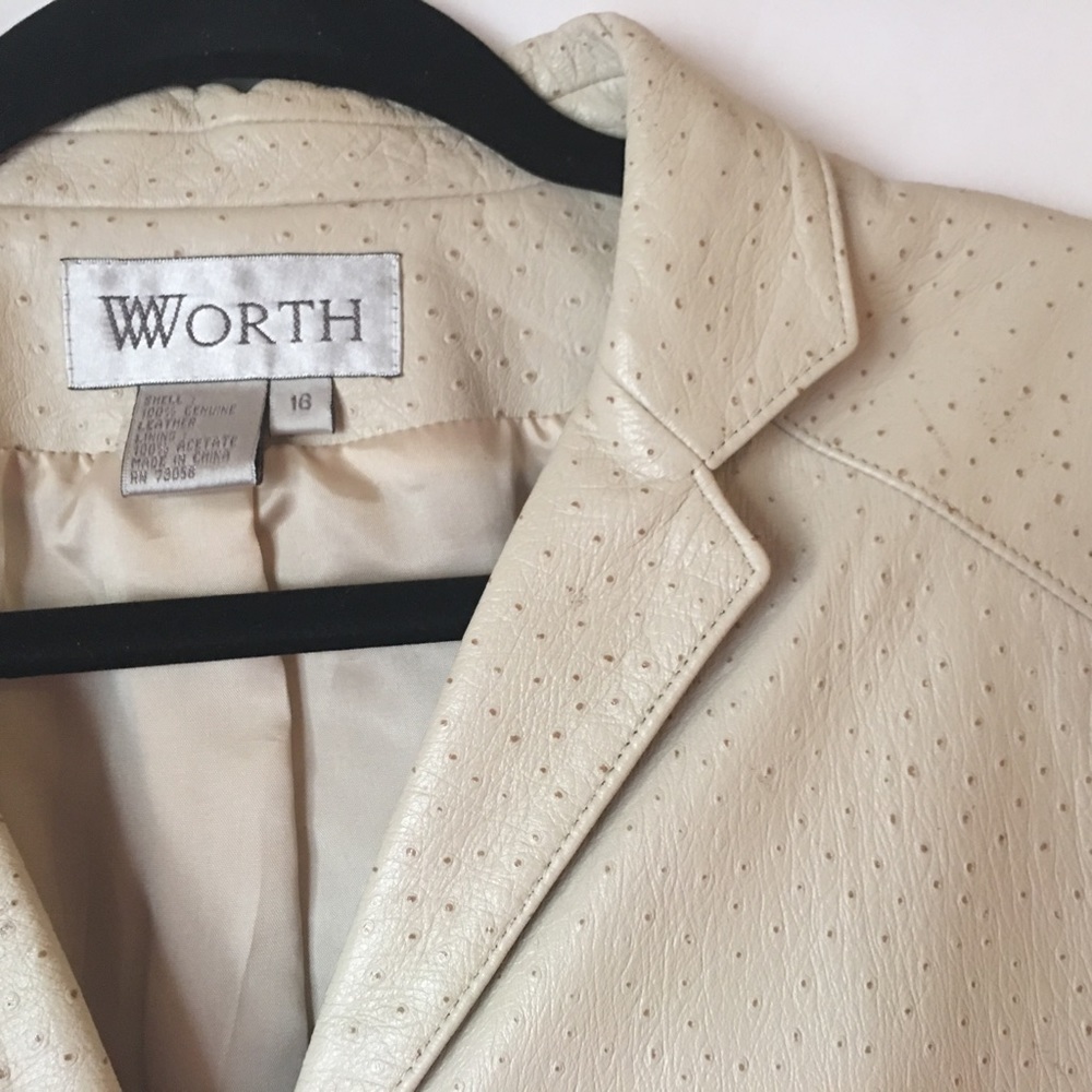 Cream Leather Skirt set