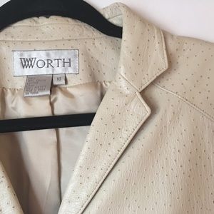 Cream Leather Skirt set