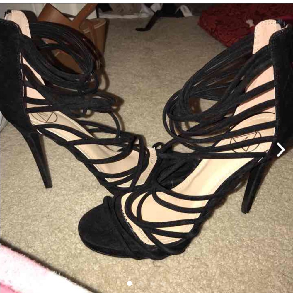 Strappy black heels