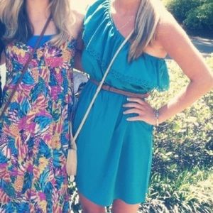 Teal off the shoulder dress!