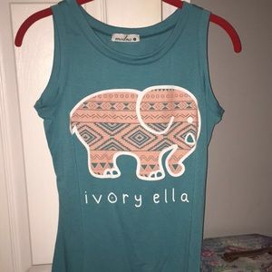Ivory Ella Teal elephant Tank