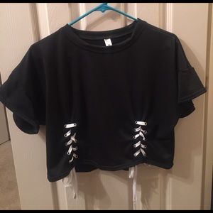 BRAND NEW Black Crop Top With Lace Up Sides