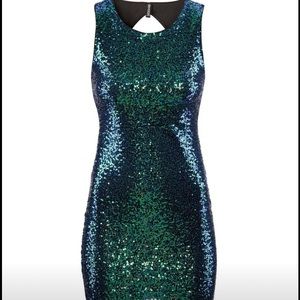 H&M green sequin backless dress