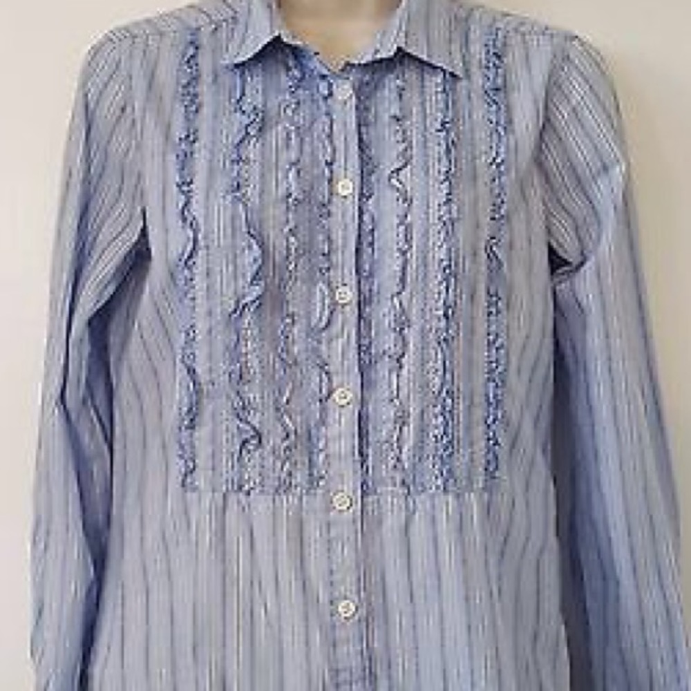 J. Crew Women's ruffled button up shirt