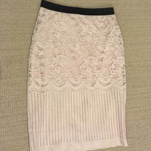 H&M nude above the knee lace skirt, size xs.