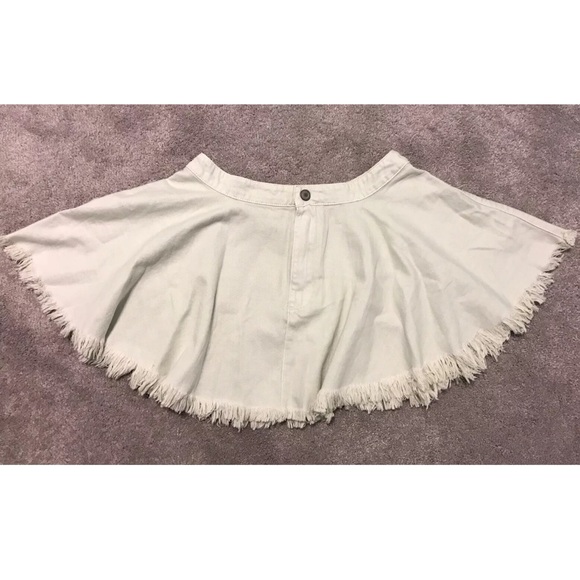 Free People Frayed Denim Skater Skirt - Picture 1 of 2